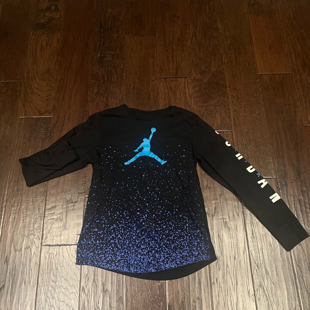Jordan Kids Black and Blue Long Sleeve Tee